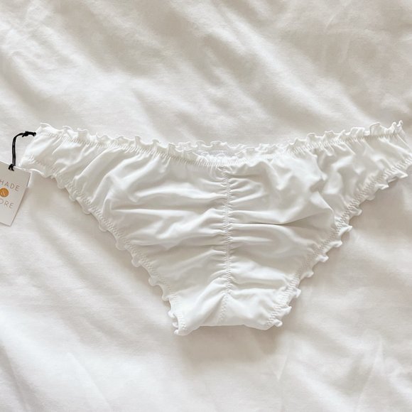 Shade & Shore NWT white Ruffle Cheeky Bikini Bottom large bathing suit swim - Picture 7 of 13